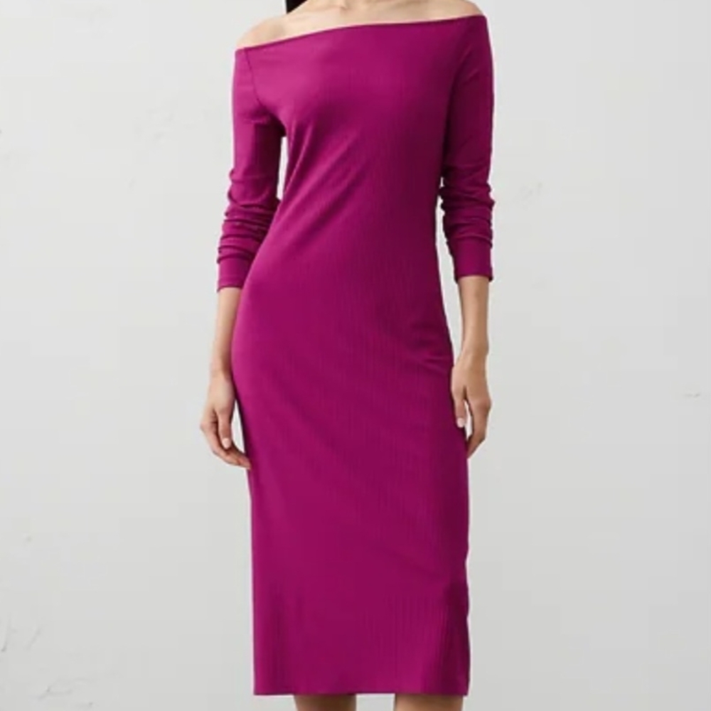 Banana Republic Factory Off The Shoulder Ribbed MidI Dress, XXL